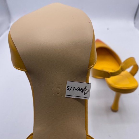 S FOWT yellow pointy toe slingback stilettos heels pumps shoes - Picture 8 of 9